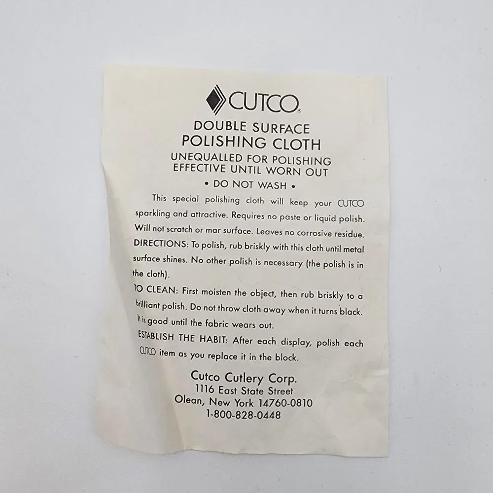 CUTCO DOUBLE SURFACE POLISHING CLOTH‎  New Old Stock